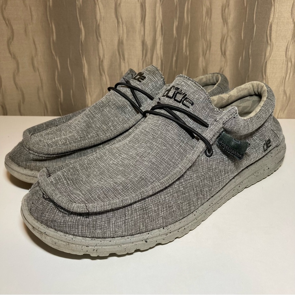 Hey Dude Wally L Stretch Men’s 13 Steel Gray Slip On Loafer Comfort Shoes
